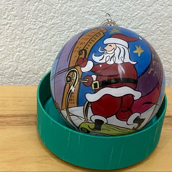 Li Bien 2006 Pier1 Imports Reverse PaintedSanta Reindeer Christmas Ball Ornament - Picture 9 of 13